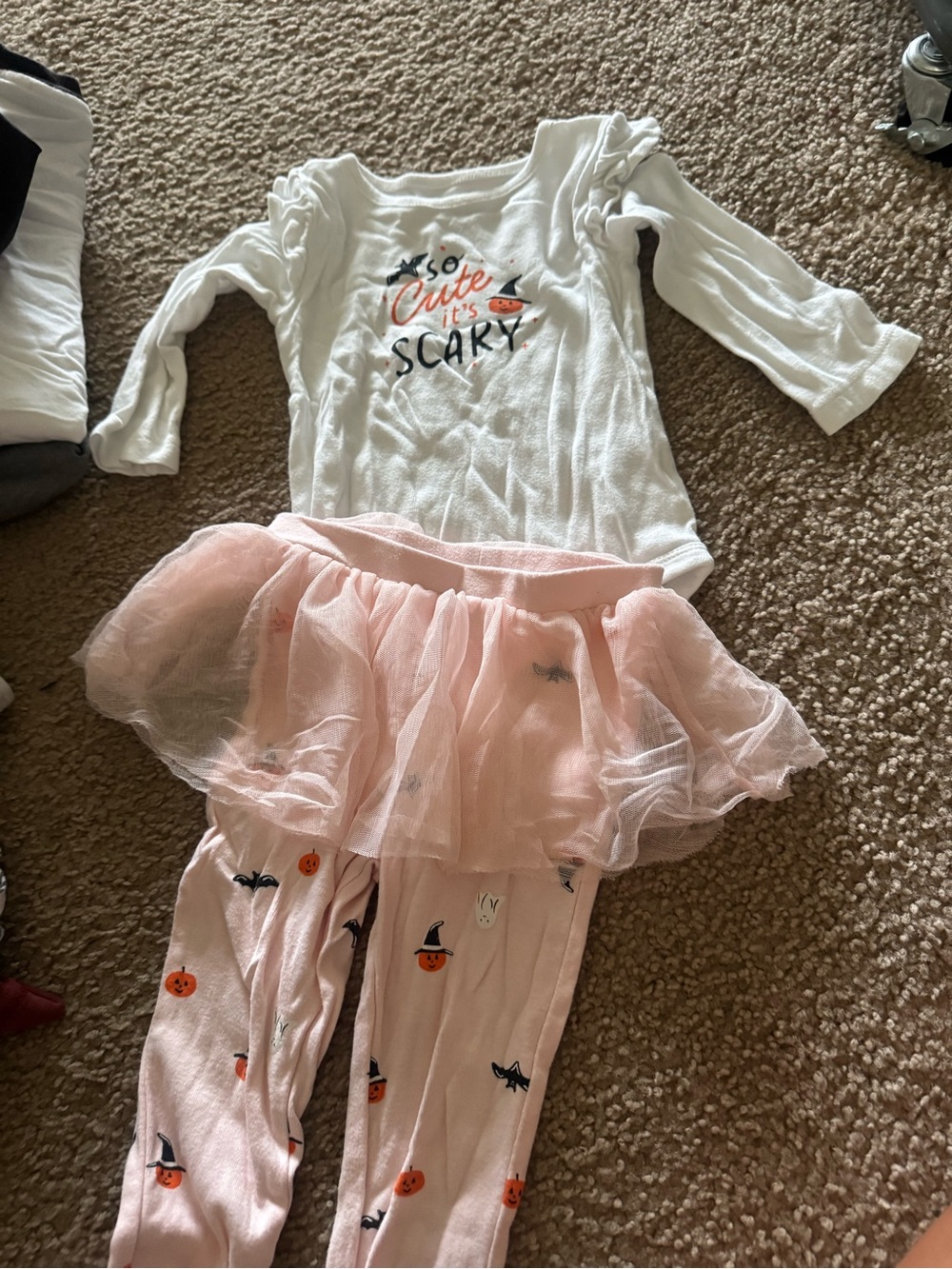 Girls Pink 'Cute It's Scary' Halloween Tutu Costume Set